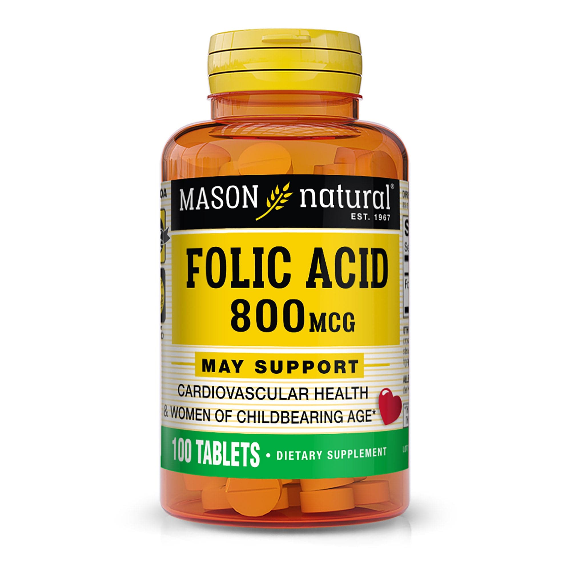 Mason Natural Folic Acid 800mg (100 Tablets)